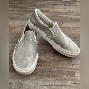 Vans Classic Slip On Shimmer Silver W Size 6